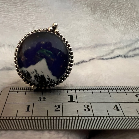 ❤️ Aurora Opal Celestial Mountain Night Sky Southwestern 925 Ring Sz 10 - 10 Gms - Picture 5 of 15